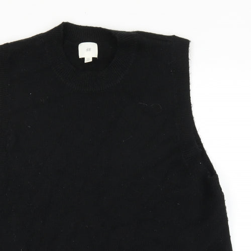 H&M Womens Black Mock Neck Acrylic Vest Jumper Size M