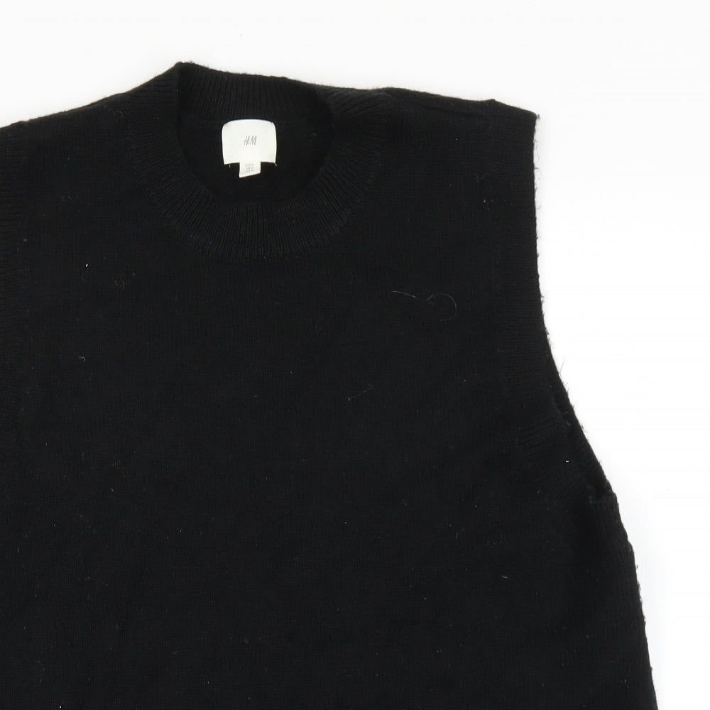 H&M Womens Black Mock Neck Acrylic Vest Jumper Size M