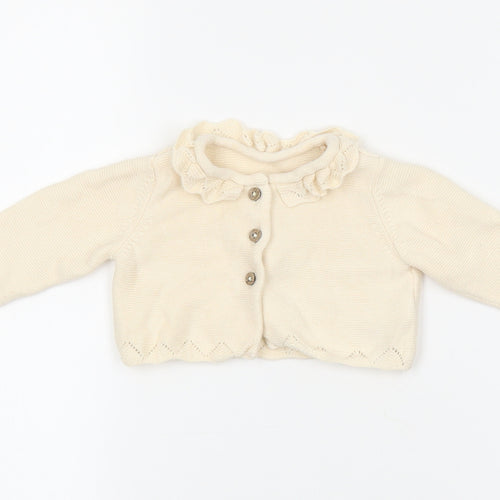 TU Baby Ivory 100% Cotton Cardigan Jumper Size 0-3 Months Button