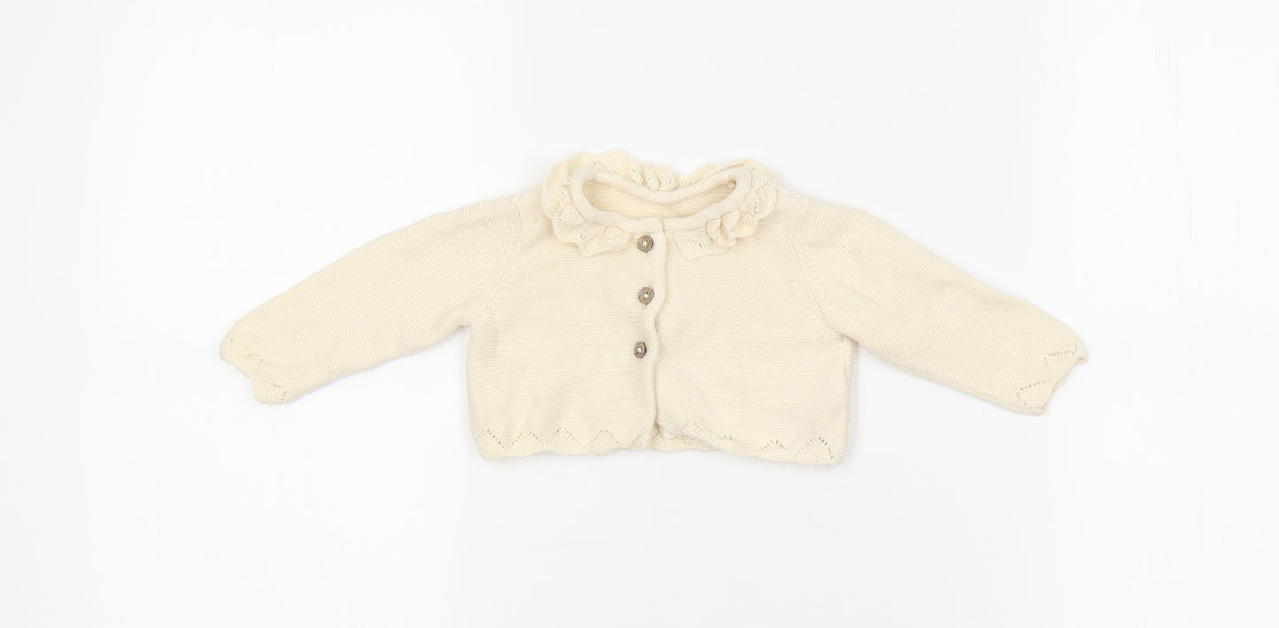 TU Baby Ivory 100% Cotton Cardigan Jumper Size 0-3 Months Button