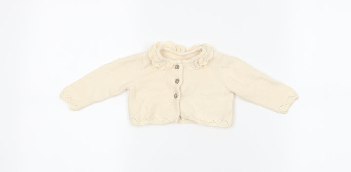 TU Baby Ivory 100% Cotton Cardigan Jumper Size 0-3 Months Button