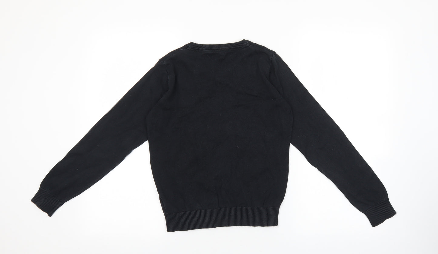 Marks and Spencer Boys Black Cotton Pullover Sweatshirt Size 10-11 Years Pullover