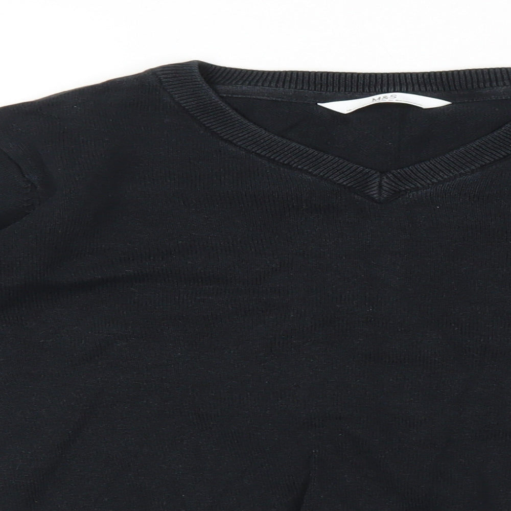 Marks and Spencer Boys Black Cotton Pullover Sweatshirt Size 10-11 Years Pullover
