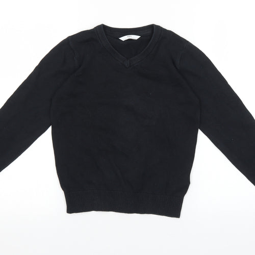 Marks and Spencer Boys Black Cotton Pullover Sweatshirt Size 9-10 Years Pullover