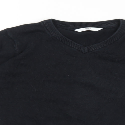 Marks and Spencer Boys Black Cotton Pullover Sweatshirt Size 9-10 Years Pullover