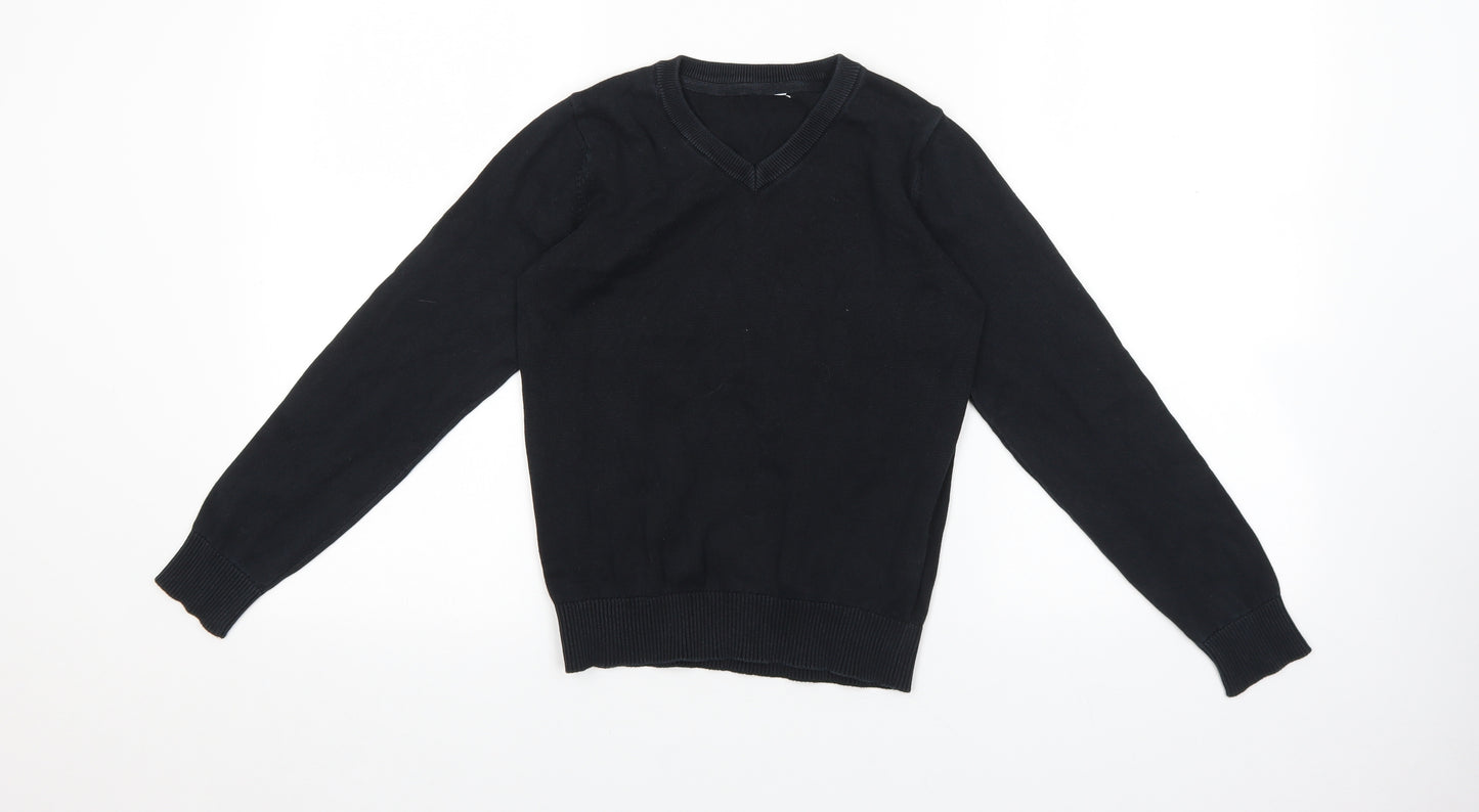 Marks and Spencer Boys Black 100% Cotton Pullover Sweatshirt Size 9-10 Years Pullover