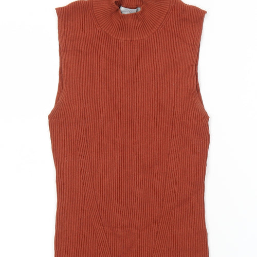 H&M Womens Brown High Neck Viscose Pullover Jumper Size S