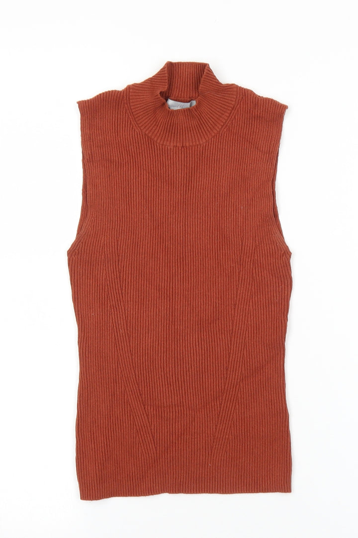 H&M Womens Brown High Neck Viscose Pullover Jumper Size S