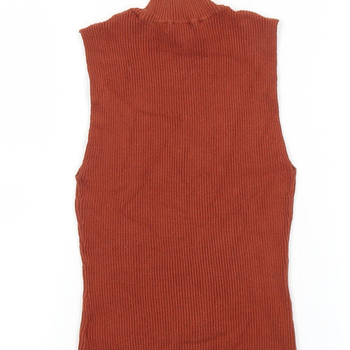 H&M Womens Brown High Neck Viscose Pullover Jumper Size S