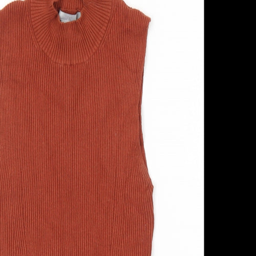 H&M Womens Brown High Neck Viscose Pullover Jumper Size S