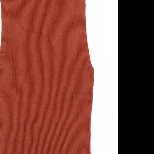 H&M Womens Brown High Neck Viscose Pullover Jumper Size S