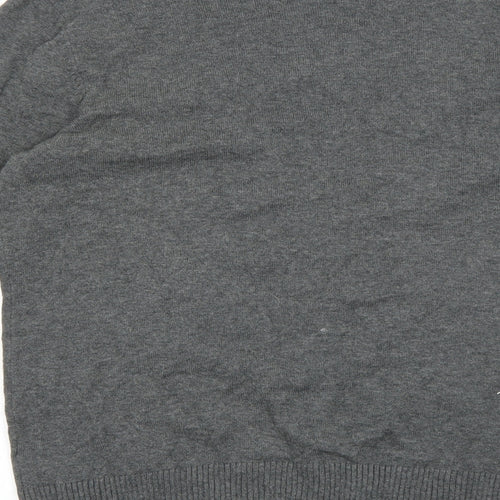 bonprix Womens Grey V-Neck Cotton Cardigan Jumper Size S