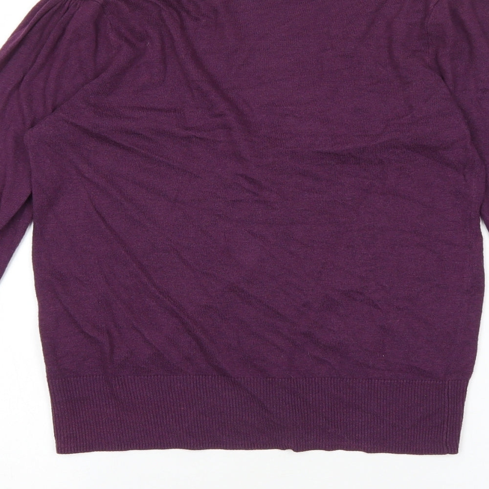TU Womens Purple V-Neck 100% Cotton Cardigan Jumper Size 8