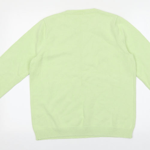 BHS Womens Green Round Neck Cotton Pullover Jumper Size 16