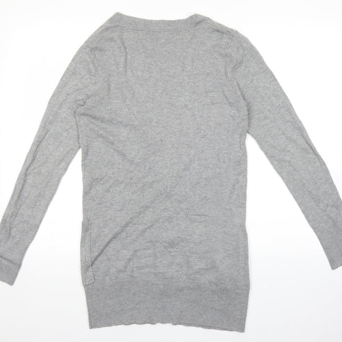 Topshop Womens Grey V-Neck Viscose Cardigan Jumper Size 10