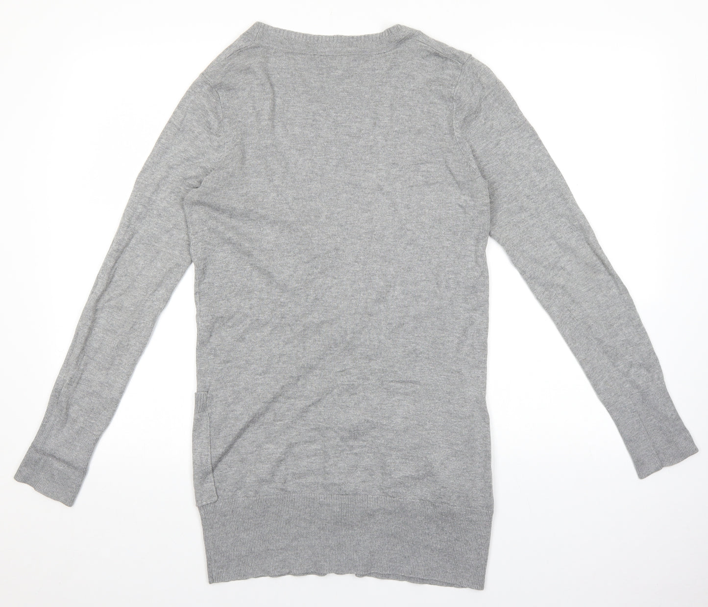 Topshop Womens Grey V-Neck Viscose Cardigan Jumper Size 10