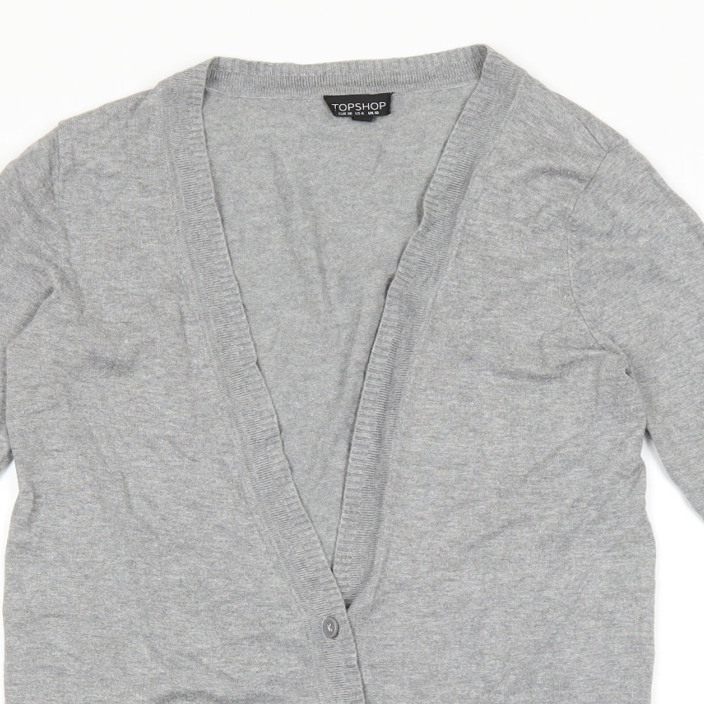 Topshop Womens Grey V-Neck Viscose Cardigan Jumper Size 10