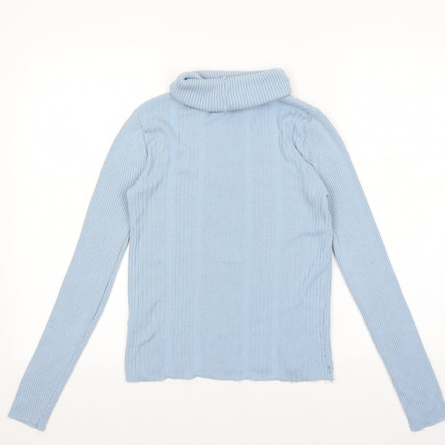 Light before Dark Womens Blue Roll Neck Acrylic Pullover Jumper Size S - Ribbed