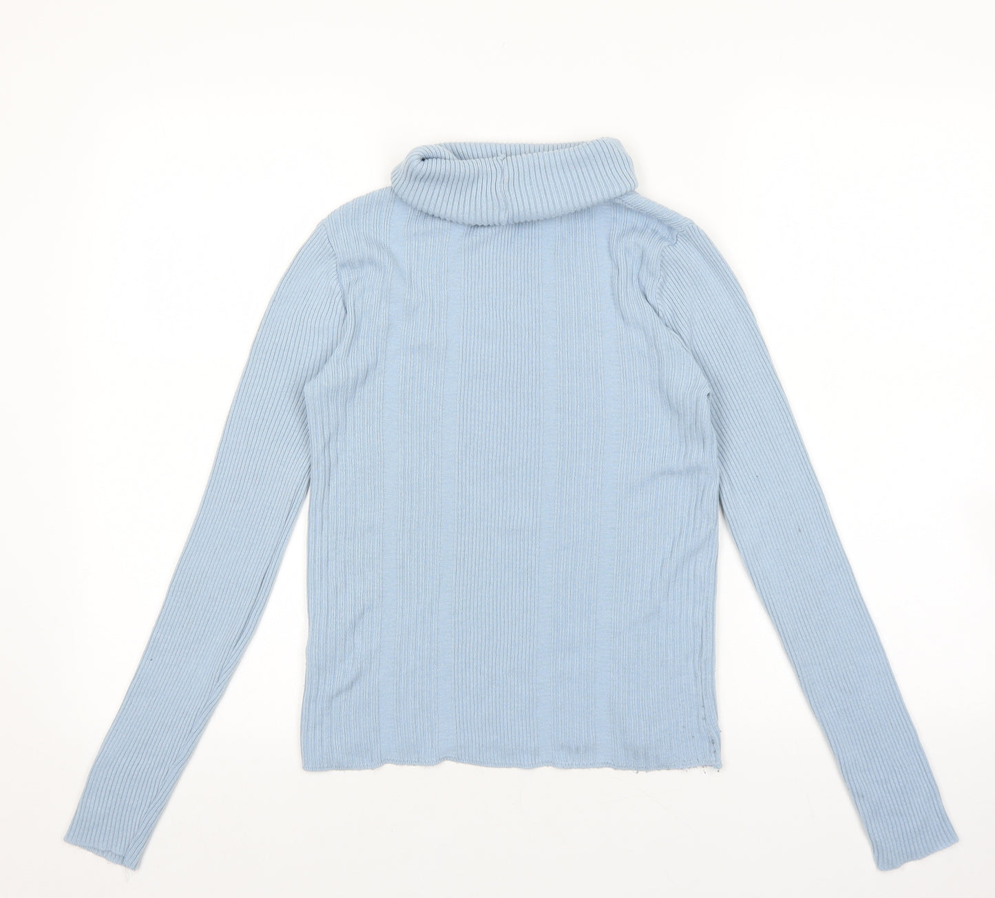 Light before Dark Womens Blue Roll Neck Acrylic Pullover Jumper Size S - Ribbed