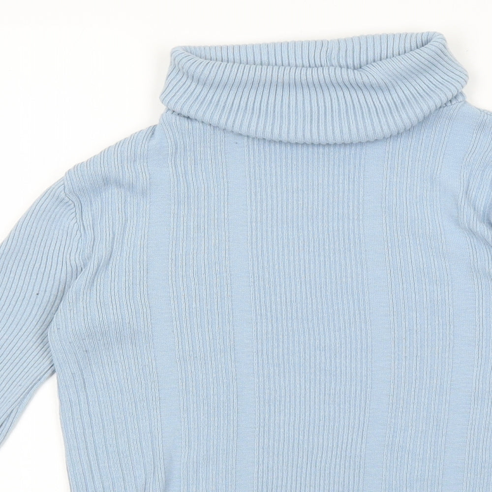 Light before Dark Womens Blue Roll Neck Acrylic Pullover Jumper Size S - Ribbed