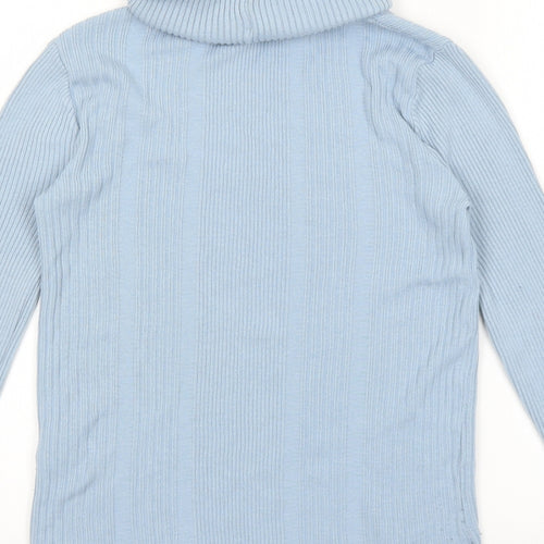 Light before Dark Womens Blue Roll Neck Acrylic Pullover Jumper Size S - Ribbed