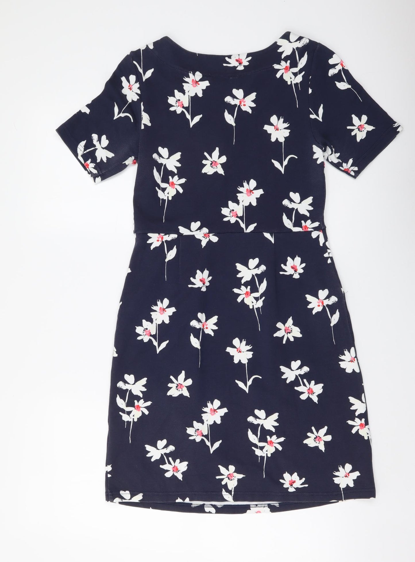 Joules Womens Blue Floral Viscose Pencil Dress Size 8 Boat Neck Pullover