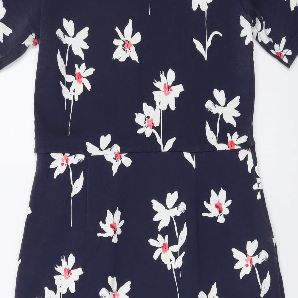 Joules Womens Blue Floral Viscose Pencil Dress Size 8 Boat Neck Pullover