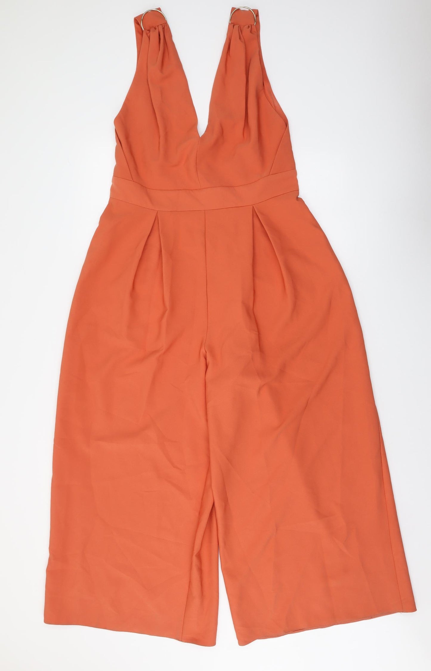 ASOS Womens Orange Polyester Jumpsuit One-Piece Size 14 Zip
