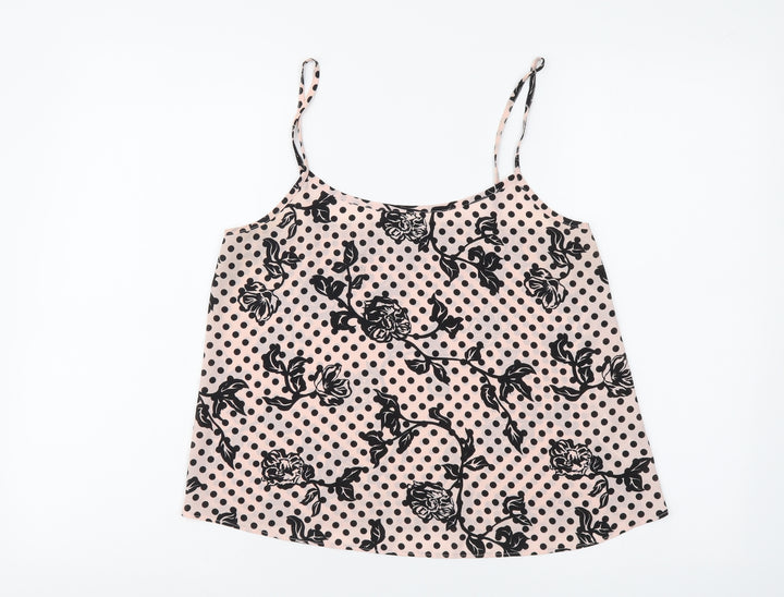 Dorothy Perkins Womens Pink Geometric Polyester Camisole Tank Size 10 Scoop Neck