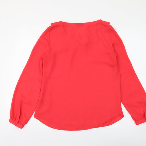 Wallis Womens Red Polyester Basic Blouse Size 8 V-Neck