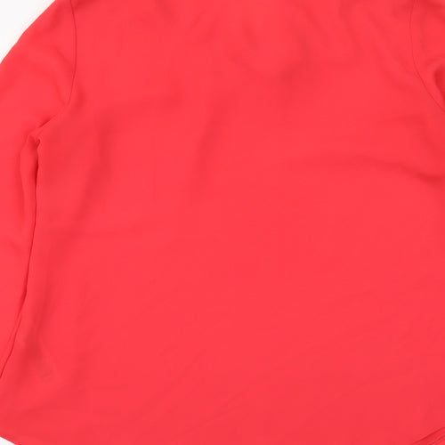 Wallis Womens Red Polyester Basic Blouse Size 8 V-Neck