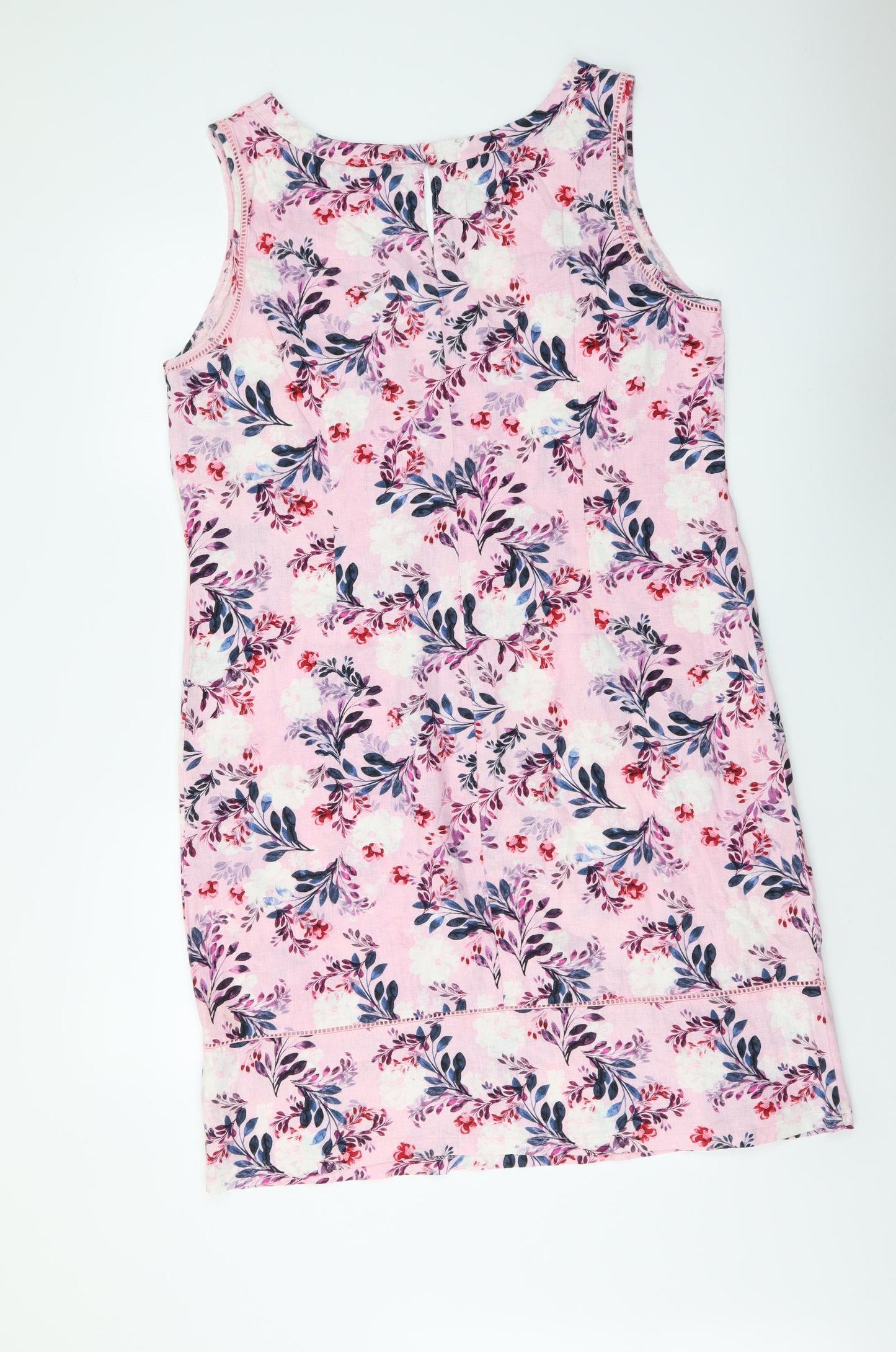 George Womens Pink Floral Linen Tank Dress Size 16 Boat Neck Pullover