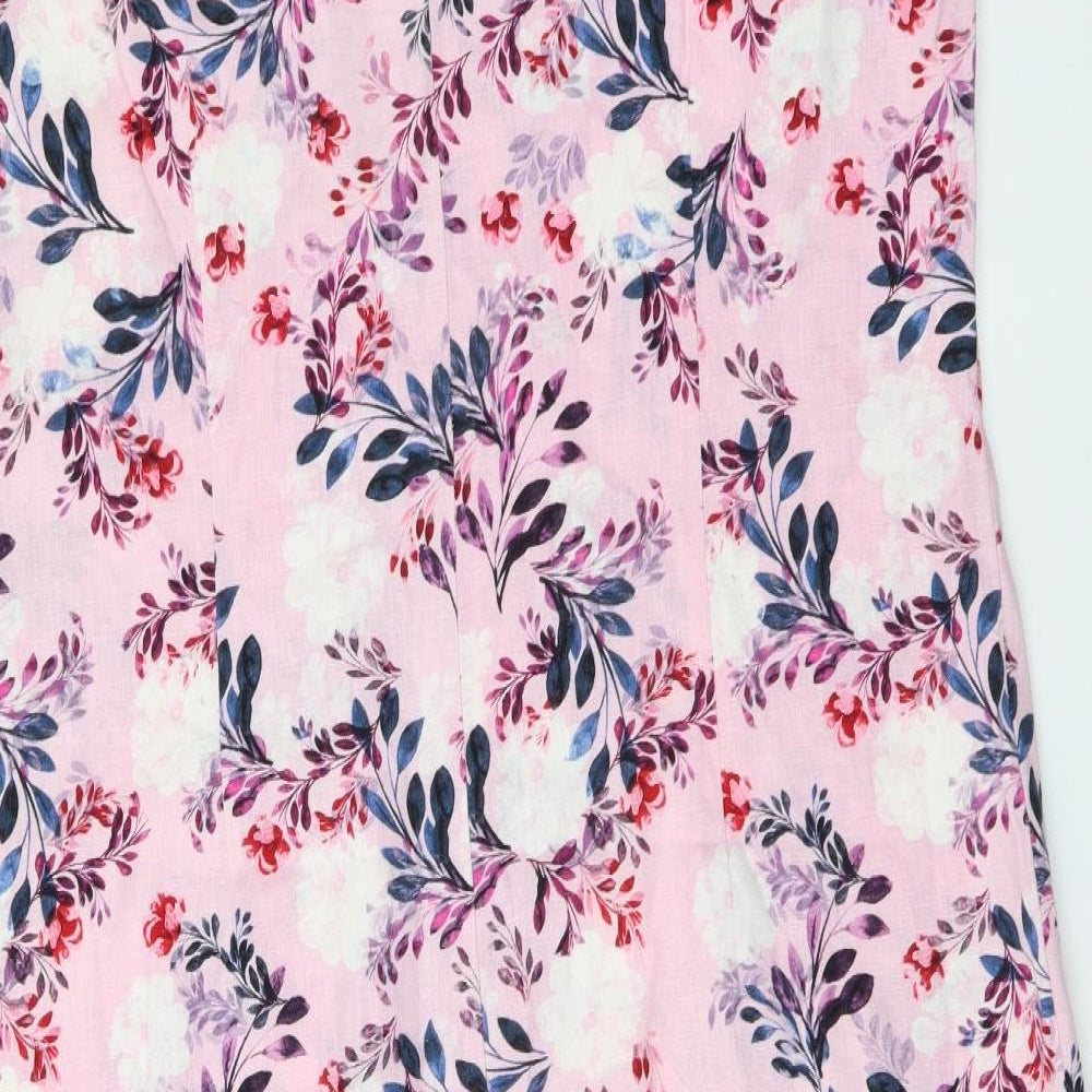 George Womens Pink Floral Linen Tank Dress Size 16 Boat Neck Pullover