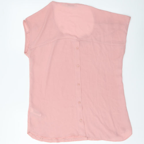 NEXT Womens Pink Viscose Basic T-Shirt Size 10 V-Neck