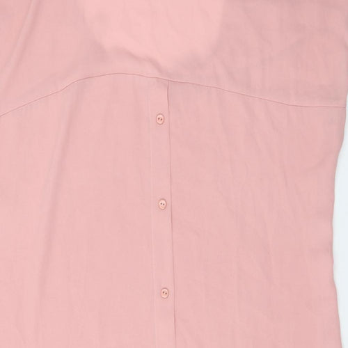 NEXT Womens Pink Viscose Basic T-Shirt Size 10 V-Neck