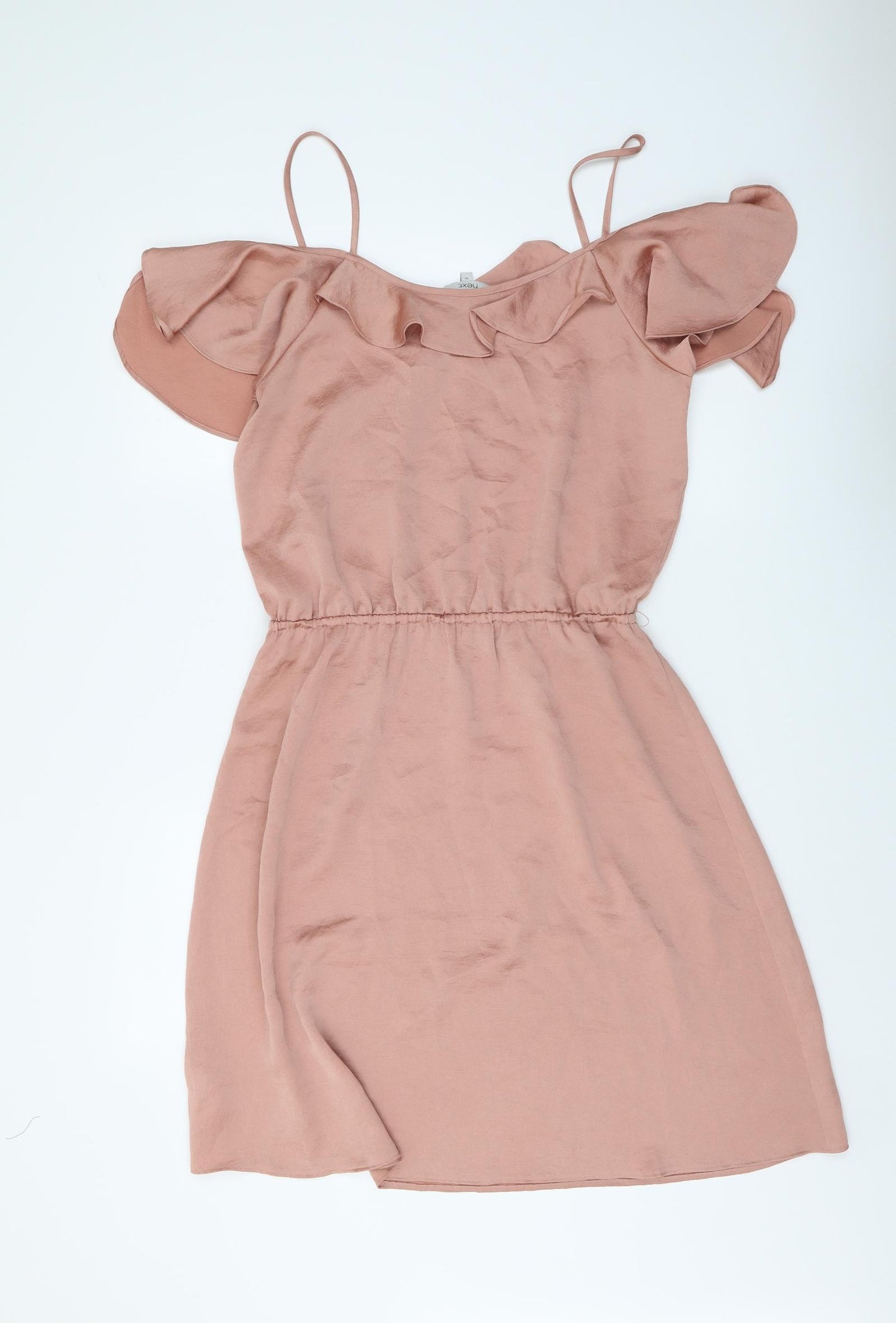 NEXT Womens Pink Polyester Fit & Flare Size 10 Off the Shoulder Pullover