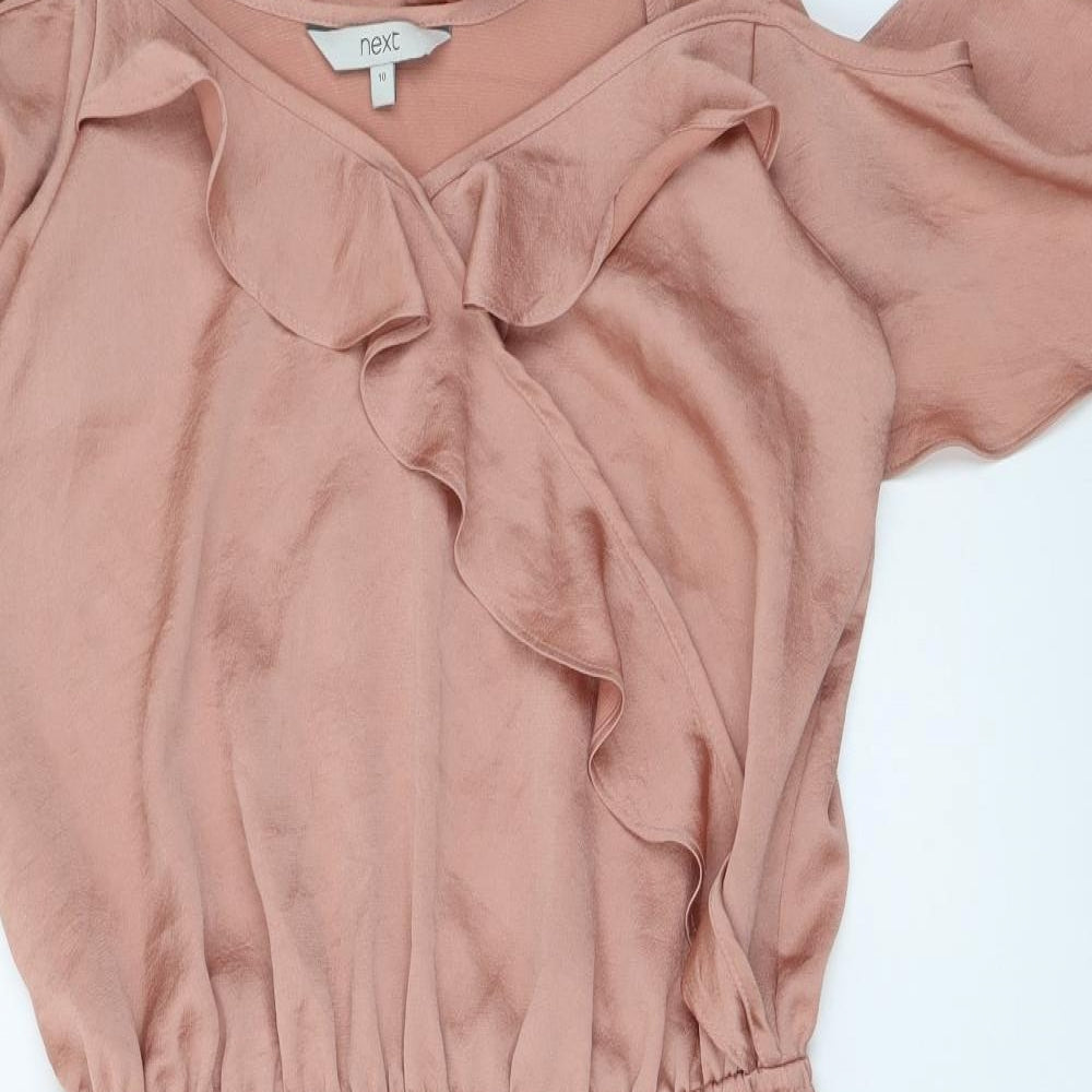 NEXT Womens Pink Polyester Fit & Flare Size 10 Off the Shoulder Pullover