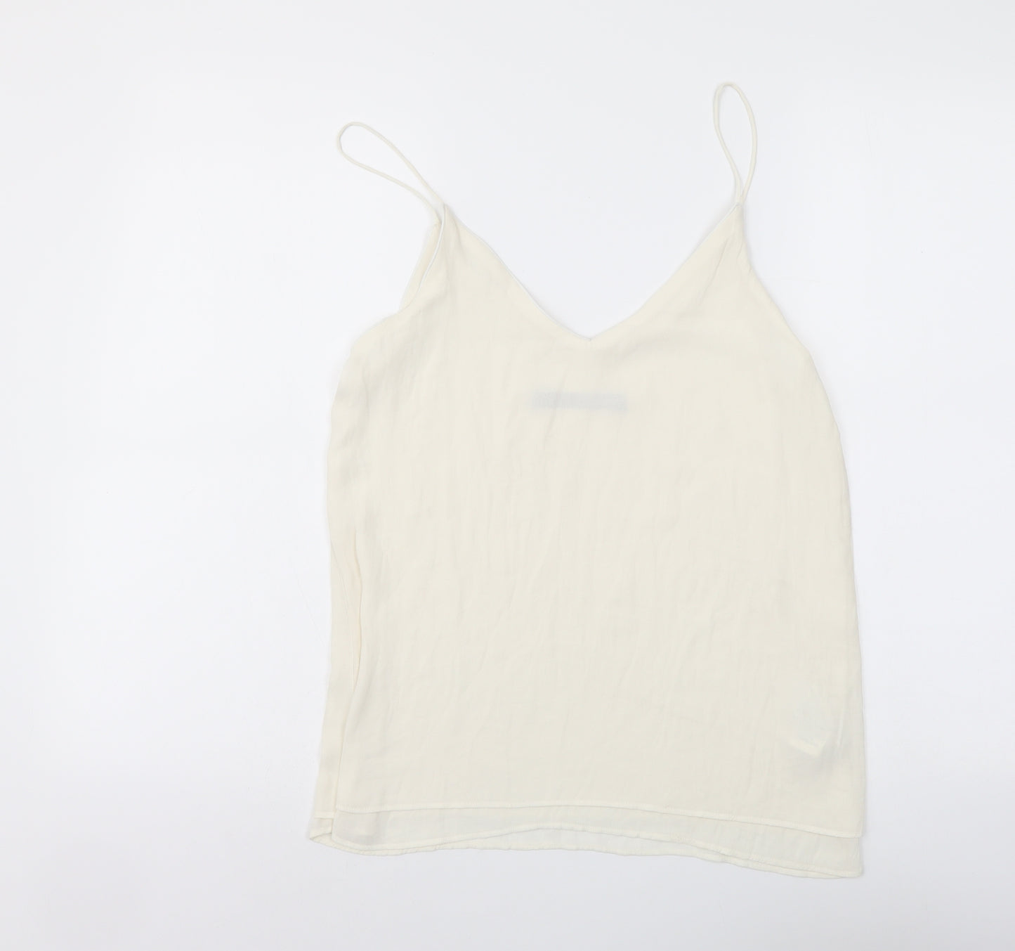 Zara Womens Ivory Polyester Camisole Tank Size M V-Neck