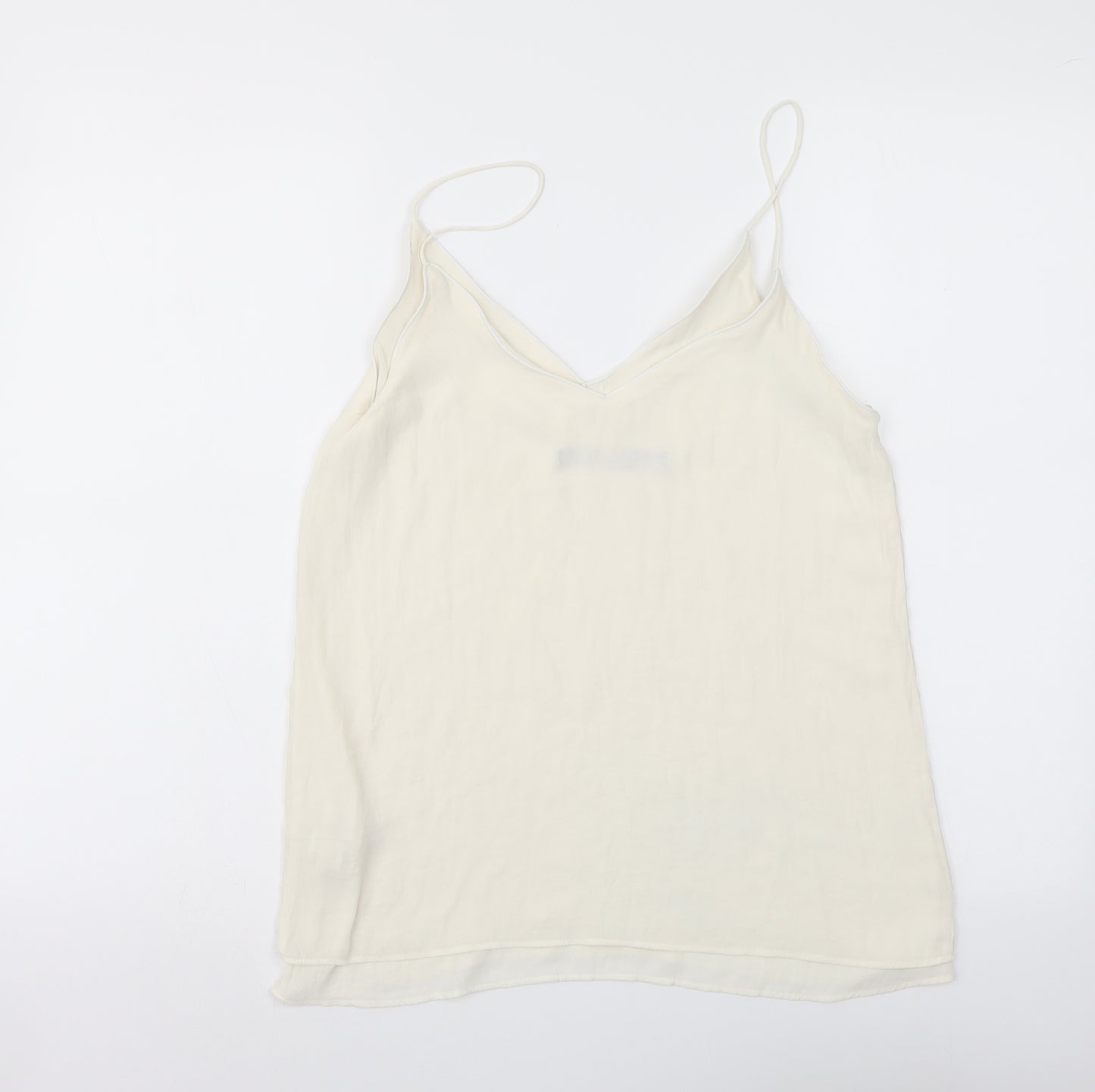 Zara Womens Ivory Polyester Camisole Tank Size M V-Neck