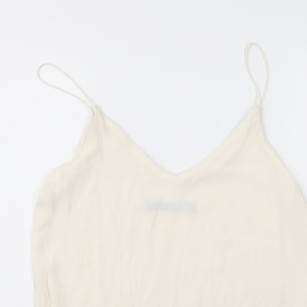 Zara Womens Ivory Polyester Camisole Tank Size M V-Neck
