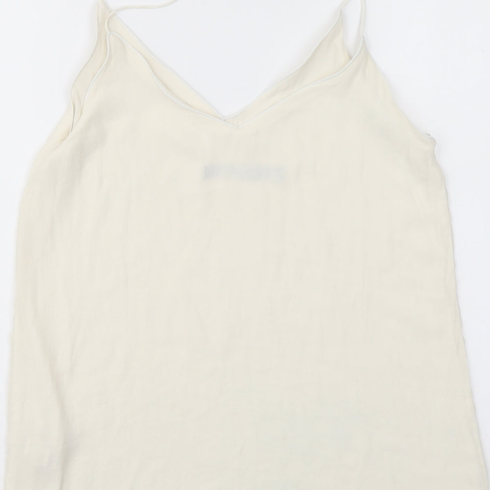 Zara Womens Ivory Polyester Camisole Tank Size M V-Neck