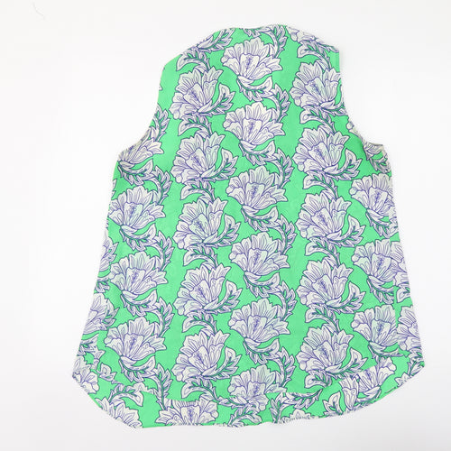 Rose + Olive Womens Green Floral Polyester Basic Blouse Size M V-Neck