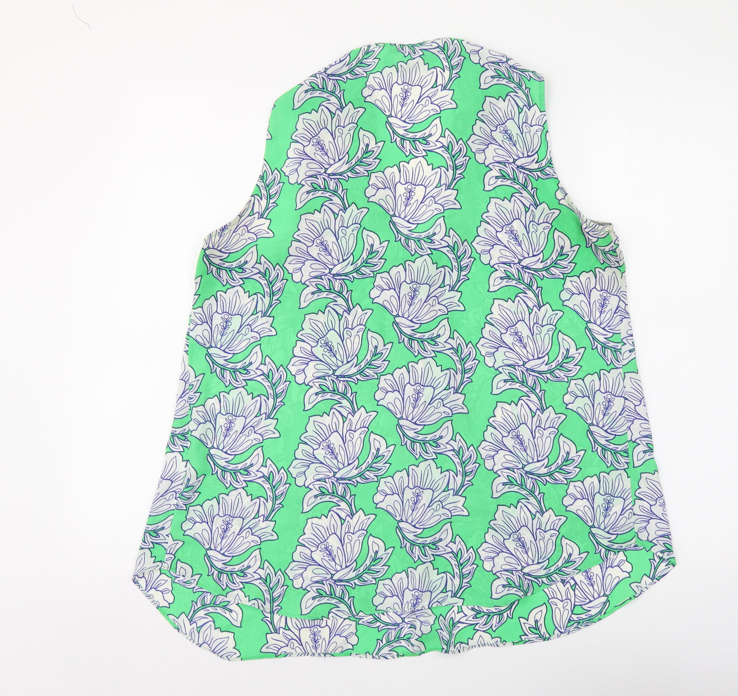 Rose + Olive Womens Green Floral Polyester Basic Blouse Size M V-Neck