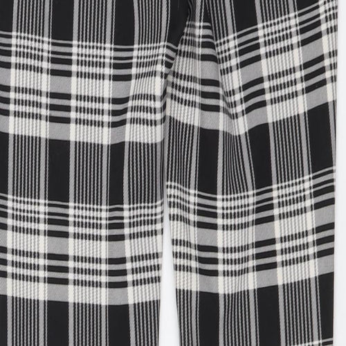 Zara Womens Black Plaid Polyester Trousers Size S L26 in Regular Button