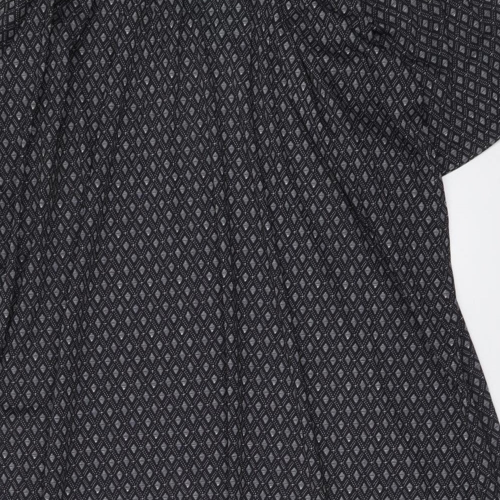 H&M Womens Black Geometric Polyester T-Shirt Dress Size S Off the Shoulder Pullover