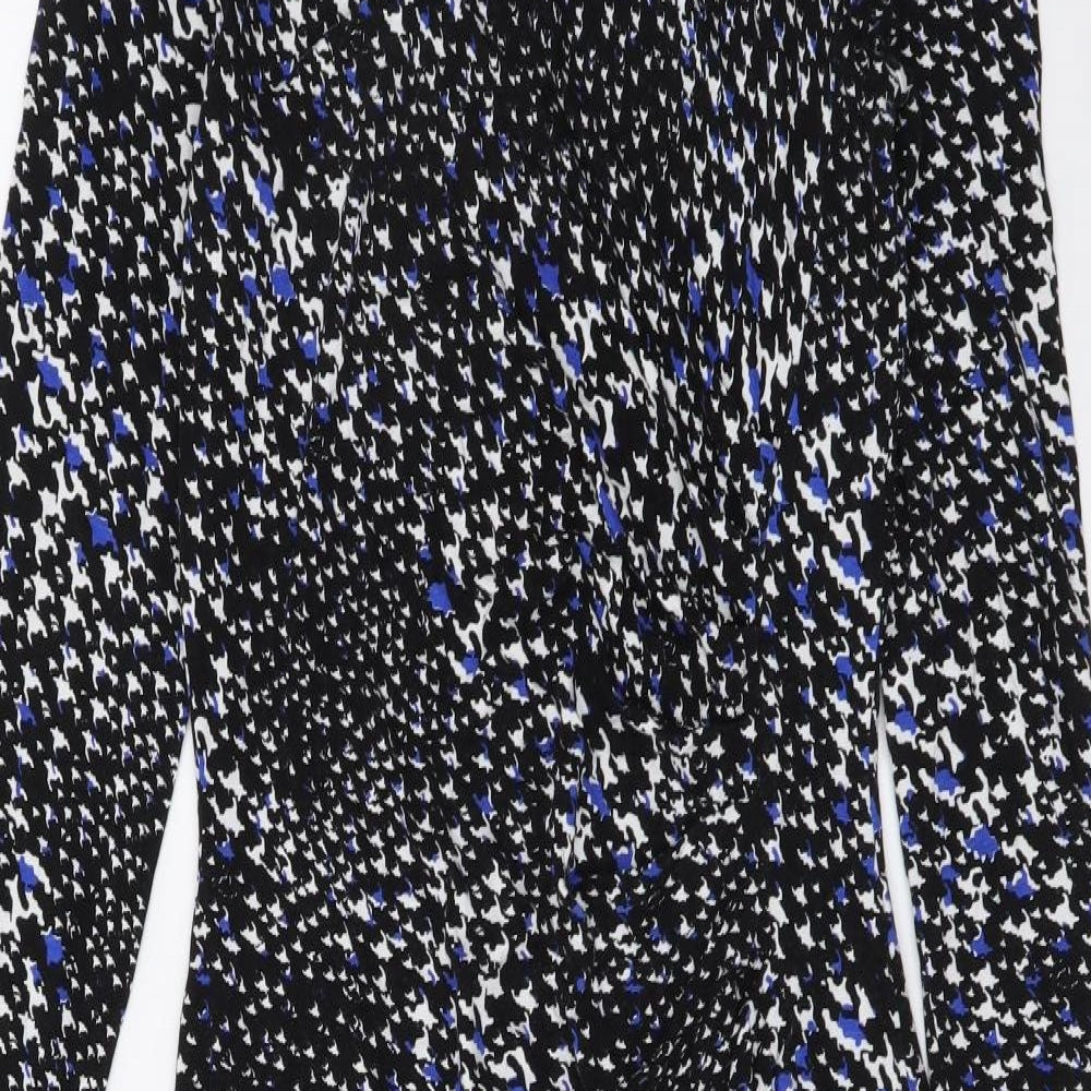 F&F Womens Black Geometric Viscose Bodycon Size 8 Boat Neck Pullover