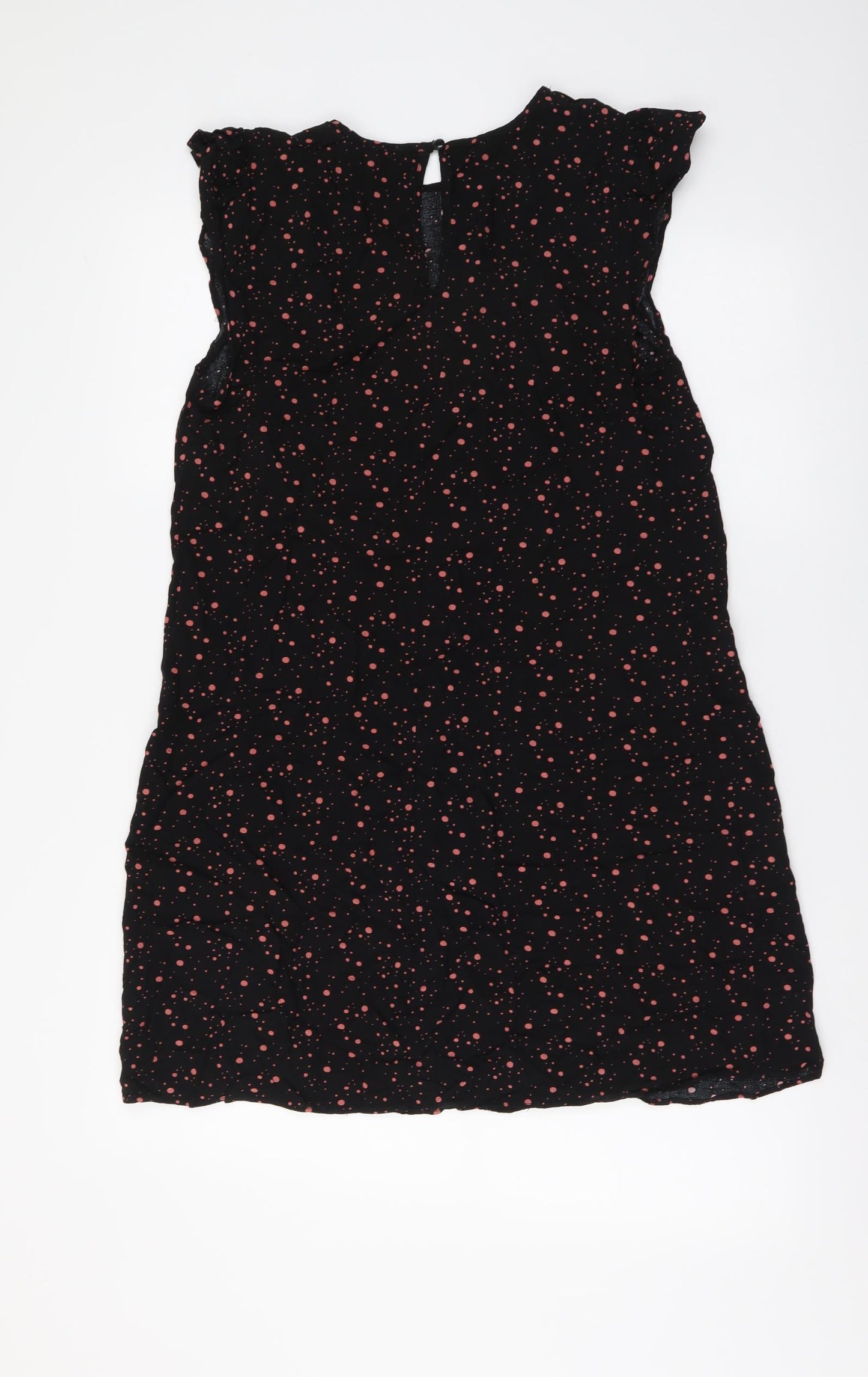 Papaya Womens Black Geometric Viscose Mini Size 14 Boat Neck Pullover