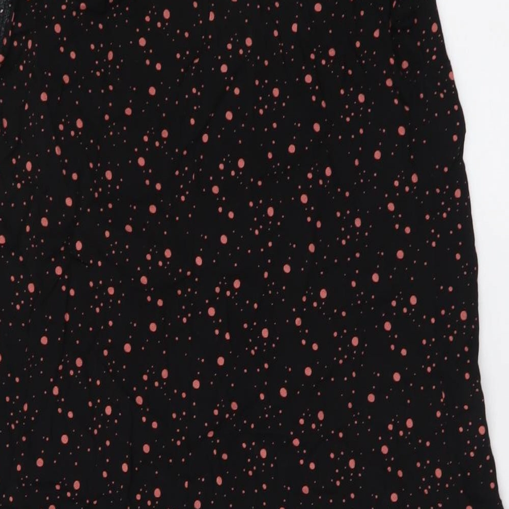 Papaya Womens Black Geometric Viscose Mini Size 14 Boat Neck Pullover