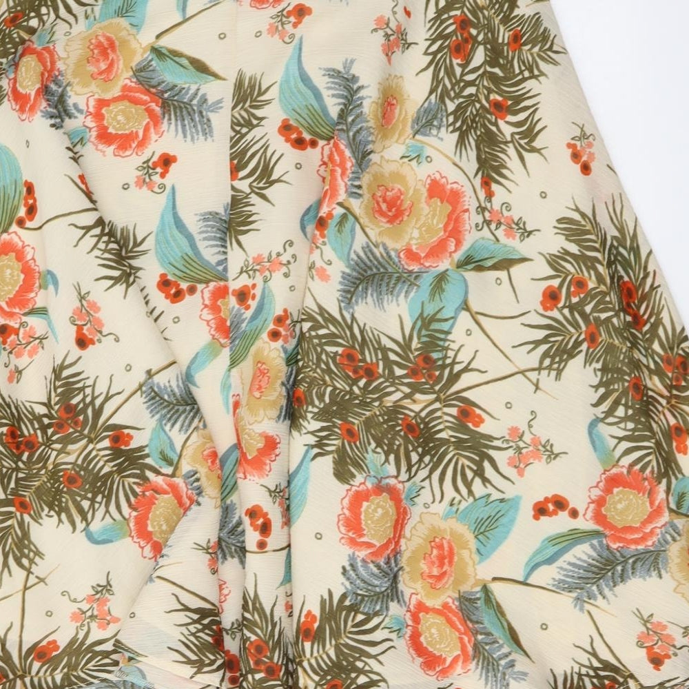 F&F Womens Multicoloured Floral Polyester Flare Skirt Size 12 Zip