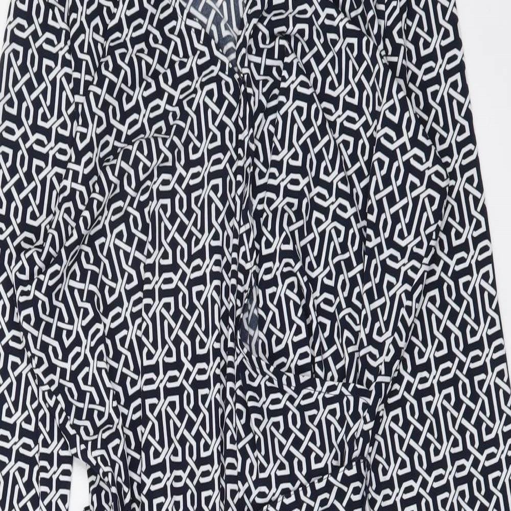 Anne Klein Womens Blue Geometric Polyester Shirt Dress Size S Collared Pullover